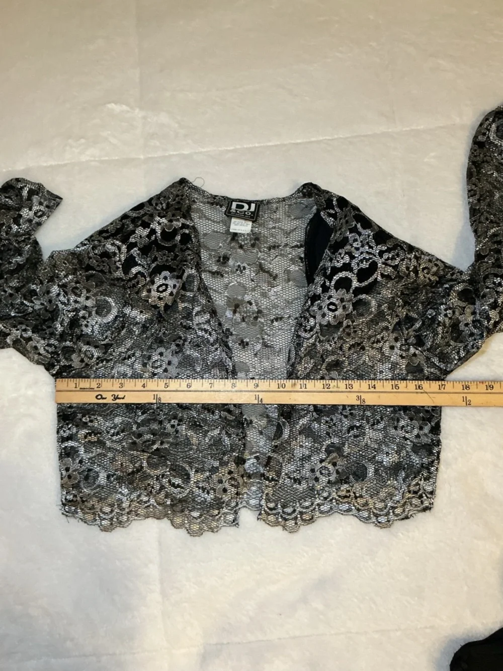 Silver Lace Cropped Bolero Shrug - Picture 8 of 10